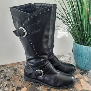 Harley-Davidson "Sapphire" Double buckle black leather Moto Boots 10M